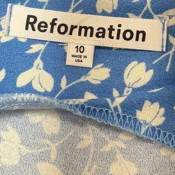 Reformation Lacey Dress Marie Blue White Floral Midi Floral 10 slit cap smock ml - Picture 12 of 12